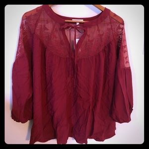 Maurices Red Flowy Top, Large, NWT